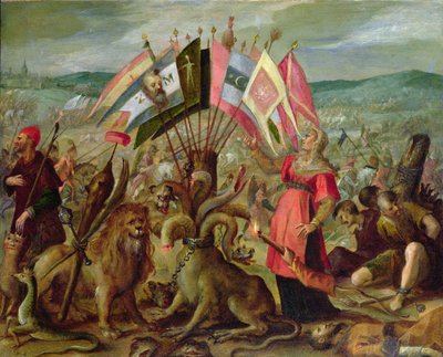 Allegorie van de Turkse oorlogen: De slag bij Kronstadt, 1603-04 door Hans von Aachen